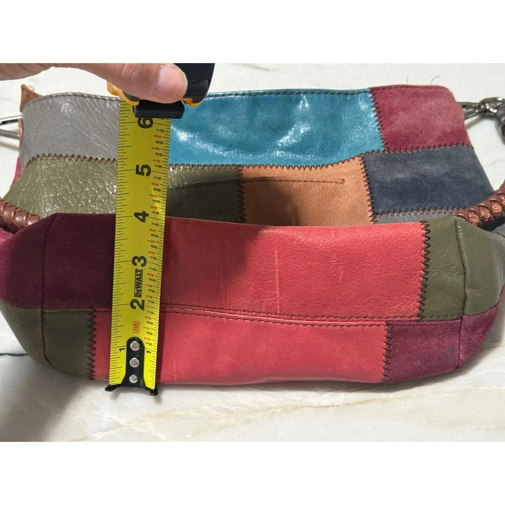 The Sak Patchwork Leather Suede Hobo Bag Multicolor Braided Handle Boho